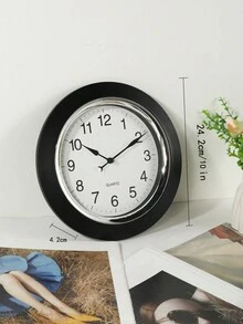 1pc 10-Inch Silent Quartz Clock Mechanism, Simple And Stylish Plastic Frame In White/Black/Silver Color, White Dial With Large Digital Numbers, Perfect For Living Room/Dining Room/Kitchen/Bedroom Decoration - Black - View 3
