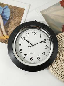 1pc 10-Inch Silent Quartz Clock Mechanism, Simple And Stylish Plastic Frame In White/Black/Silver Color, White Dial With Large Digital Numbers, Perfect For Living Room/Dining Room/Kitchen/Bedroom Decoration - Black - View 2