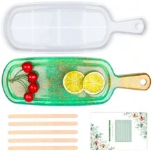 32 盎司（约 907.2 克）环氧树脂水晶透明环氧树脂硅胶入门套件，珠宝级 2 部分环氧树脂 A 和 B - 包括树脂和硬化剂（各 16 盎司/473 毫升，随机颜色瓶），带 2 个量杯、4 根木棍、1 对随机颜色手套、4 根吸管、随机颜色硅胶垫（30*20CM）、1 个电子秤，用于珠宝制作、DIY - 彩色 - 查看 5