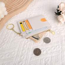 Fashion Cardholder Simple & Stylish Cardholder Compatible With Cards And Lipsticks With And Zipper Pocket Multifunctional And Portable Suitable For Daily Commute Anniversary Birthday Gift Suitable For Both Male And Female White Collar Workers Wallet Card Holder Card Holder Wallet Business Card Holder Credit Card Holder Id Card Holder Card Holder Women For Women Mini Wallet Wallet Keychain Card Wallet - White - View 2