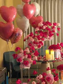 5 件裝 18 吋心形鋁膜氣球帶燈板,適合婚禮、情人節、派對裝飾 - 金色 - 查看 4