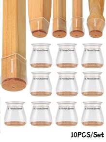 10pcs/Set Chair Leg Floor Protectors, Silicone Chair Leg Covers,Chair Leg Floor Protectors Square, Silicone Felt Furniture Leg Pads Caps Covers For Hardwood Floors,Small Floors Felt Pads Reduce Noise,Chair Leg Protectors For Hardwood Floors,Non-Slip Furniture Pads,Furniture Accessories,New Transparent Thickened Chair Leg Covers Furniture Felt Table Chair Foot Pads,Keep Your Floors Scratches Noise - Clear - View 1