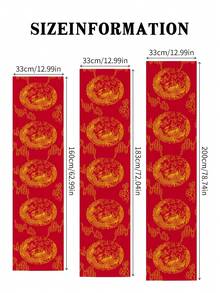 1pc Chinese Lunar New Year Dragon Table Decoration Imitation Coarse Burlap Table Runner/Tablecloth For Home, Kitchen, Festival, Wedding Party Decoration - Multicolor - View 3