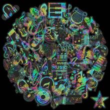 50/100pcs Music Holographic Stickers, Transparent Stickers, Suitable For Arts & Crafts, Music Note Laser Stickers, Can Be Used For DIY Scrapbooking, Diaries, Water Bottles, Laptops, Phone Cases, Back To School Essential - Multicolor - View 10