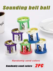 2pcs Random Color Plastic Bell Ball With Wheel Shape Design Pet Toy - Multicolor - View 1