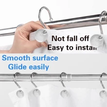 12pcs Black Acrylic Bubble Design Shower Curtain Hooks, Waterproof, Rustproof, Strong Load-Bearing, Decorative Metal Shower Curtain Rings - Black - View 3