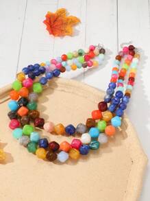 1pc Multi-Layered Asymmetrical Colorful Beaded Necklace With Personalized, High-End Gorgeous Style For Women - Beaded Necklace - View 2