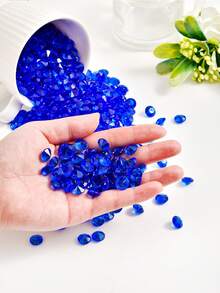 500個/1000個方鑽水晶壓克力寶石婚禮桌面散粉石婚禮裝飾,新娘派對假面舞會花瓶填充物,桌面撒瑪瑙,6mm / 10mm - 藍色 - 查看 8