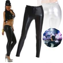Sexy Women's Shiny Metallic Stretch Leggings - Grey - View 8