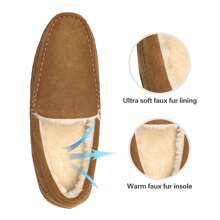 Men's House Slippers Moccasin Indoor Outdoor Fuzzy Furry Loafers Warm Comfortable Shoes - Cà phê nâu - Xem 1