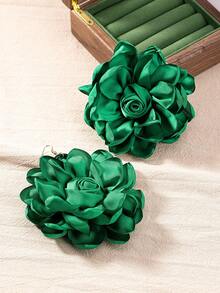 1對24年歐美風格時尚獨特高端綠色3d仿真花卉耳環女適合生日派對、節日、派對、日常佩戴 - 綠色 - 查看 6