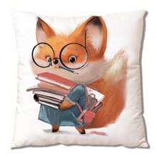1入組45*45cm卡通狐狸動物紋理聚酯數碼印花裝飾枕套(不含枕芯),適用於客廳沙發 - 彩色 - 查看 1