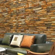 10入組3d立體岩石圖案防水自黏式牆貼,適用於廚房、客廳、臥室、浴室、辦公室裝飾 - 彩色 - 查看 1