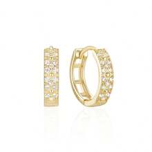 1 对简约圆点精致环形耳环女式 925 银 18K 镀金珠宝配饰 2023 年潮流送给我女儿适合派对 - 金色 - 查看 12