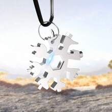 18 合 1 多功能不鏽鋼雪花工具,附開瓶器、平頭十字螺絲起子組、扳手。男士的完美禮物,適合爺爺/爸爸/兒子,理想的戶外露營工具,獨特的禮物 - 銀色 - 查看 2