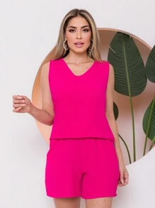 Women Two-Piece Outfits - Hot Pink - View 1