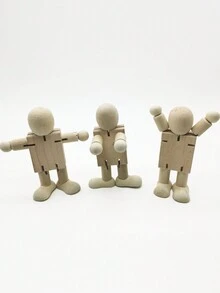 3 Pieces Of Wooden White Embryo Diy Wooden Figurines With Multiple Shapes And Free Deformation, Fun Ornaments, Wooden Ornaments - Wood Color - View 7