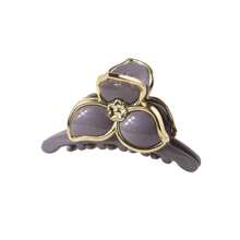 1入金邊女士爪夾，簡約時尚花瓣髮夾，多功能髮夾 - 藍色 - 查看 6