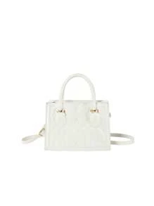 時尚優雅的女士手提包,斜跨手提包 - 白色 - 查看 3