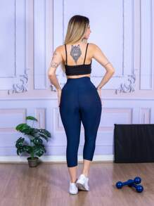 LLEVO Women Sports Leggings - 藏蓝色 - 查看 6