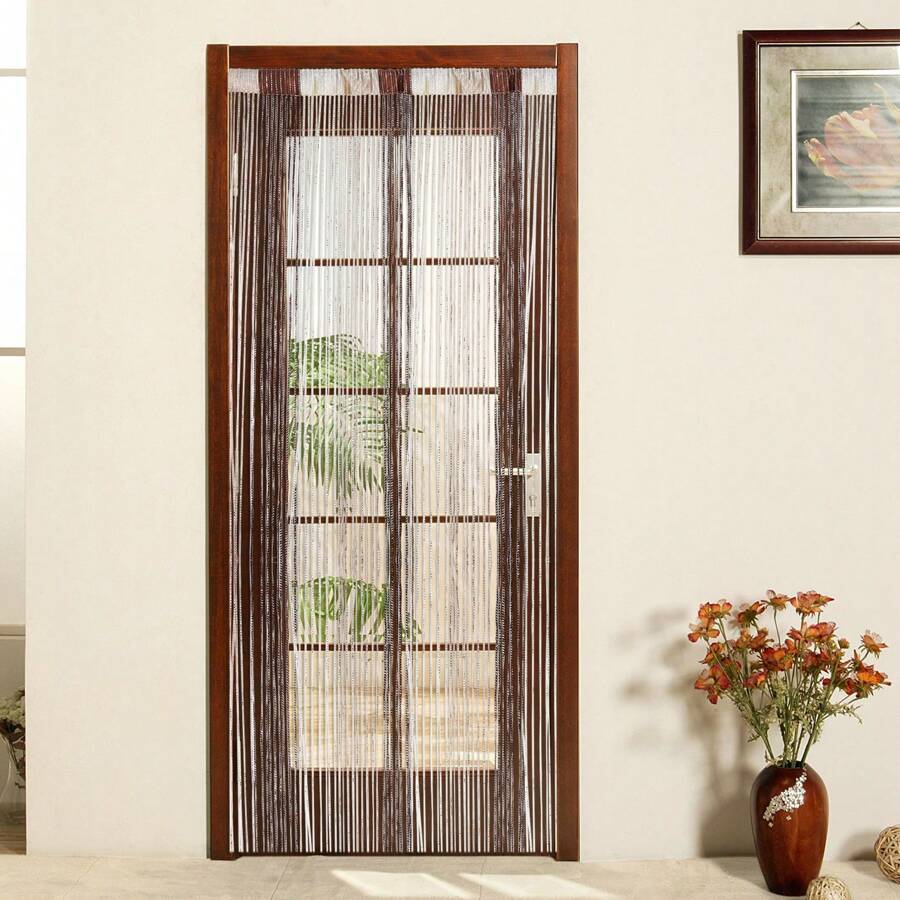 String Curtain Panel, Glitter Door Wall Window Doorways Panel Fly Screen Fringe Room Divider Blinds, Decorative Tassel Ribbon Strip Silver Screen For Living Room,Party Events - Gold - View 1