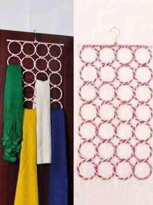 1個節省空間的掛衣架,配有28個彩色紙管衣架,非常適合圍巾、領帶和絲巾的收納和家居整理(隨機彩虹顏色) - 彩色 - 查看 2