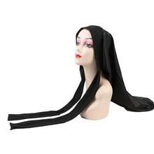 1只彈性薩丁絲做的睡帽,配有可調節的鬆緊帶,適用於舒適睡眠和長披辮、捲髮造型 - 黑色 - 查看 6