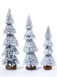 1 件，2024 新年快乐迷你树，带木制底座的小松树，适用于圣诞节假期派对家居桌面树装饰，迷你新年树 5.9 英寸带灯新年装饰人造圣诞装饰品，雪松桌面装饰，新塔植绒雪松树桌面新年树饰品新年装饰场景布置迷你， - 白色 - 查看 7