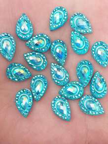 50pcs Random Mixed Color Ab Resin Miniature Peacock Eye-Shaped Iridescent Drops, 7*12mm, Flat Back, 3d Rhinestone, Perfect For Diy Crafts, Scrapbooking And Phone Case Decoration, Fashion Accessories And Wedding Embellishments