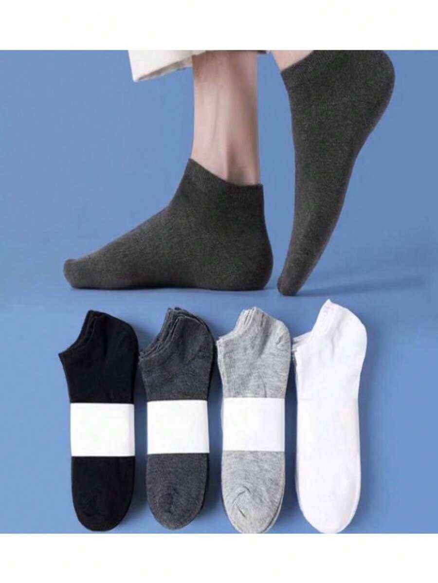 Men Invisible Socks - Black and White - View 1