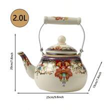 1pc 1.5-2.5l Elegant Ceramic Handle Thickened Enamel Tea/Coffee Pot; Vintage Style Flat-Bottom Enamel Pot With Enamel Interior For Home Or Restaurant Use, Can Be Used On Induction Cooker/Gas Stove; Available In 3 Sizes, Can Be Used For Festivals, Family Gatherings, Dinner Parties; Suitable As Gift - Rare Pear-shaped Pot - View 7