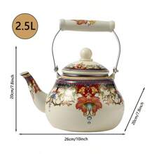 1pc 1.5-2.5l Elegant Ceramic Handle Thickened Enamel Tea/Coffee Pot; Vintage Style Flat-Bottom Enamel Pot With Enamel Interior For Home Or Restaurant Use, Can Be Used On Induction Cooker/Gas Stove; Available In 3 Sizes, Can Be Used For Festivals, Family Gatherings, Dinner Parties; Suitable As Gift - Rare Pear-shaped Pot - View 8