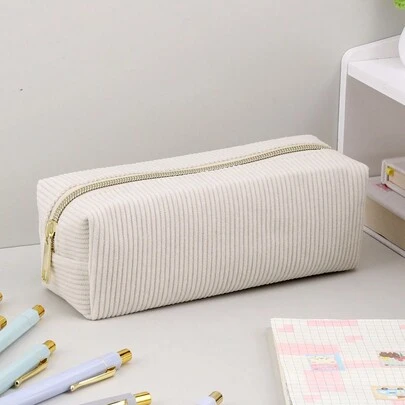1pc Solid Color Plaid Multi-Functional Pencil Case, Diamond Pattern Large Capacity Pencil Box, Stationery Pouch, Student Pencil Case (Plush Student Pencil Case), Back To School, School Supplies, Pencil Bag, Backpack