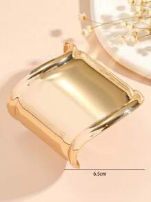 1pc Geometric Wide Cuff Bracelet, Fashionable And Exaggerated - Silver - View 4