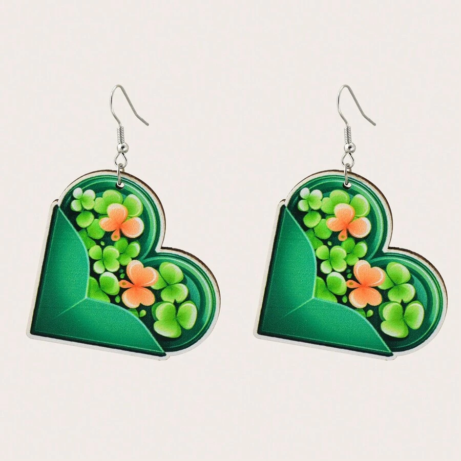 2pcs New Fashion St. Patrick'S Day Themed Irish Party Holiday Wooden Women'S Earrings - Style 4 - View 1
