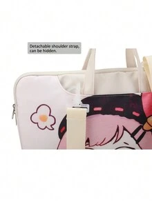 Cartoon Girl Printing Laptop Bag For Girls Women 15"Laptop Bag With Shoulder Strap And Luggage Strap - Light Pink - View 10