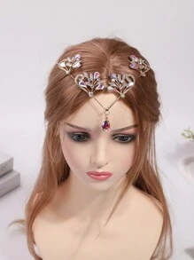 1pc European And American Bridal Head Chain With Waterdrop Rhinestone And Forehead Jewelry Hair Band - Multicolor - View 1