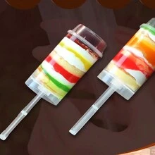 1 件，蛋糕棒射手 - 圆形塑料果冻冰淇淋推拉式容器，带盖子、底座和棍子 - 非常适合甜点、婚礼生日和圣诞派对装饰 - 無色 - 查看 3