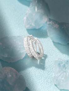 1 对简约圆点精致环形耳环女式 925 银 18K 镀金珠宝配饰 2023 年潮流送给我女儿适合派对 - 金色 - 查看 6