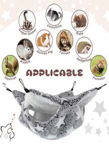 保暖雙層四季寵物吊床鸚鵡豚鼠鳥窩倉鼠窩豚鼠睡窩糖鼴鼠掛式睡袋 - 灰色 - 查看 3