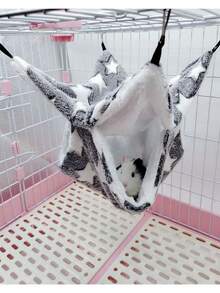保暖雙層四季寵物吊床鸚鵡豚鼠鳥窩倉鼠窩豚鼠睡窩糖鼴鼠掛式睡袋 - 灰色 - 查看 4