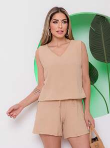 Women Two-Piece Outfits - Beige - View 1