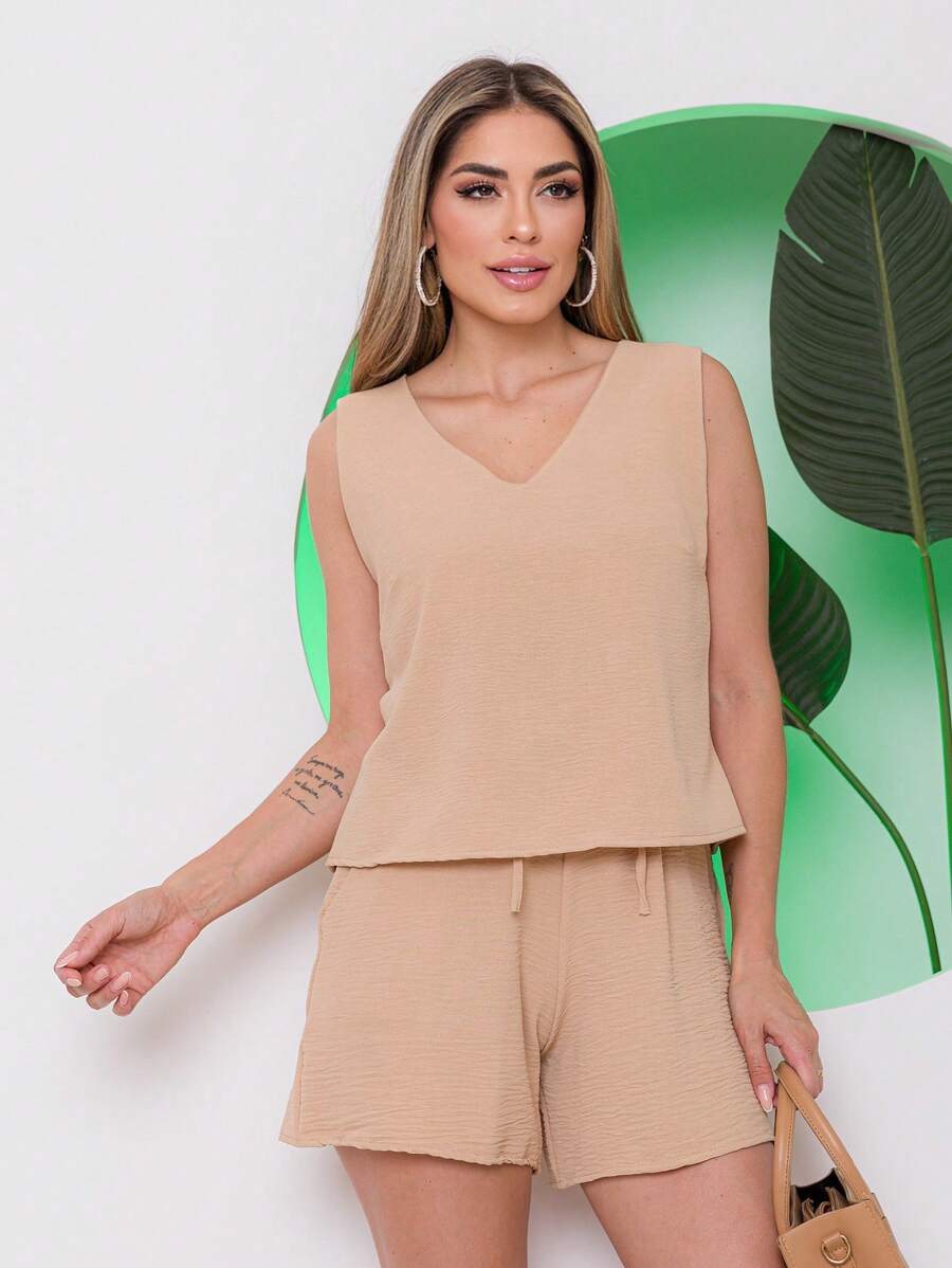 Women Two-Piece Outfits - Beige - View 1