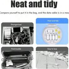 多功能數據線轉換頭便攜收納盒,多種類型充電線轉換器usb C轉換器工具,含sim卡槽托盤彈出針,手機支架(白色) - 白色 - 查看 8