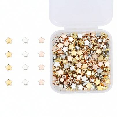 1box/200pcs 6mm Ccb Plating Five Pointed Star Shaped Loose Beads For Handmade Diy Jewelry Making Accessories