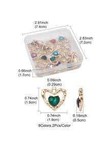 16Pcs 8 Colors Heart Charms Rack Plating Alloy Pandants - Multicolor - View 2