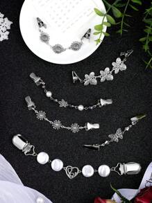 6 件復古襯衫洋裝開襟衫夾、女式蝴蝶腰夾、毛衣披肩胸針夾克夾服裝情人節禮物 - 彩色 - 查看 1