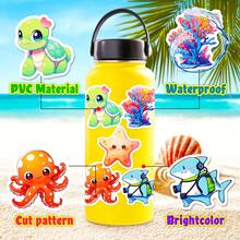 50入組海洋動物貼紙,可愛的海洋生物防水貼紙,適用於水瓶、手提電腦、剪貼簿、行李箱,男女生日派對裝飾美學乙烯基貼紙 - 彩色 - 查看 5