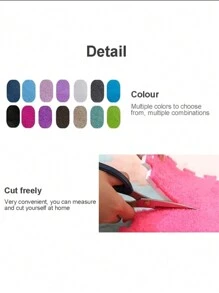 12pcs Plush Puzzle Foam Floor Mat Bay Window Mat Seat Mat, Square Interlocking Carpet Fluffy Area Rug, Protective Anti-Slip Comfort Seat Pads Foam Floor Mats, 11.8*11.8*0.4in Light Blue+Purple - Light Blue + Purple - View 3