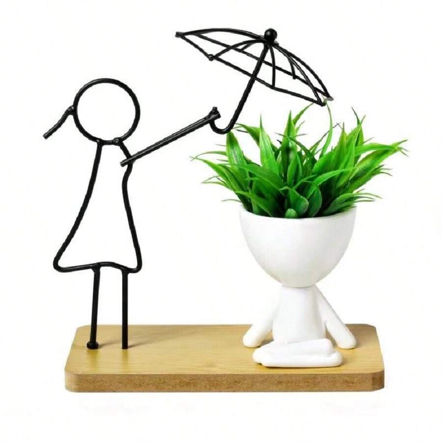 鐵製人物、人造花盆、陽台裝飾、客廳、餐桌、家飾、購物中心和展示櫥窗 - 女孩 - 查看 1